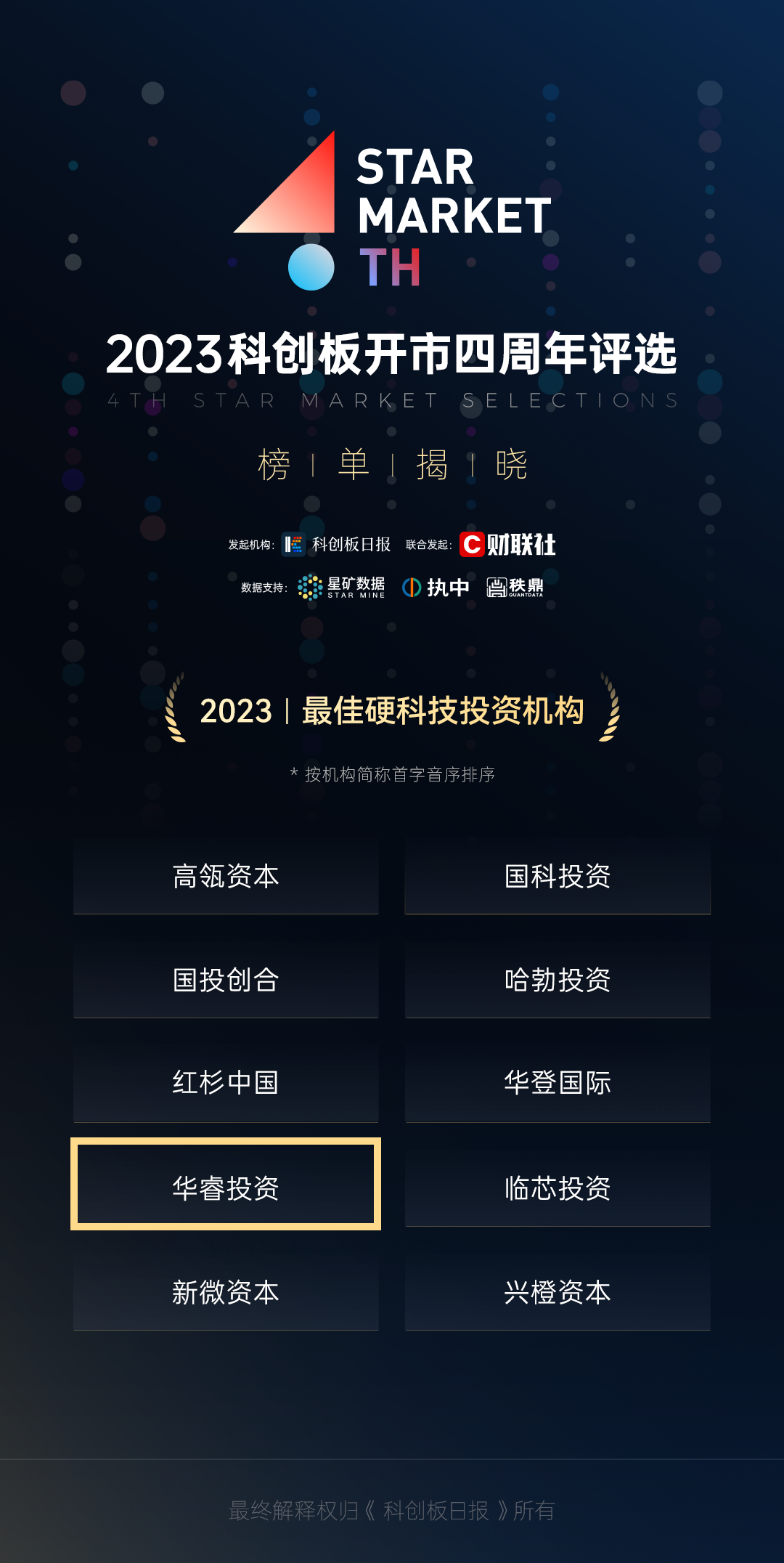 金聯好聲音  華睿投資榮登科創板“2023十佳”硬科技投資機構榜單 (1).png